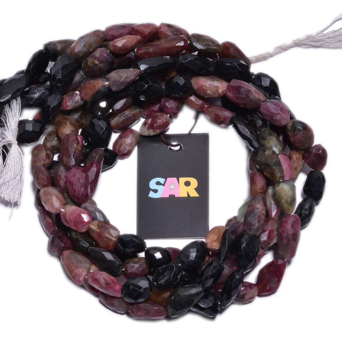 Multi Tourmaline Faceted Stone Beads in Roundel Shape, 10x9-21x14mm