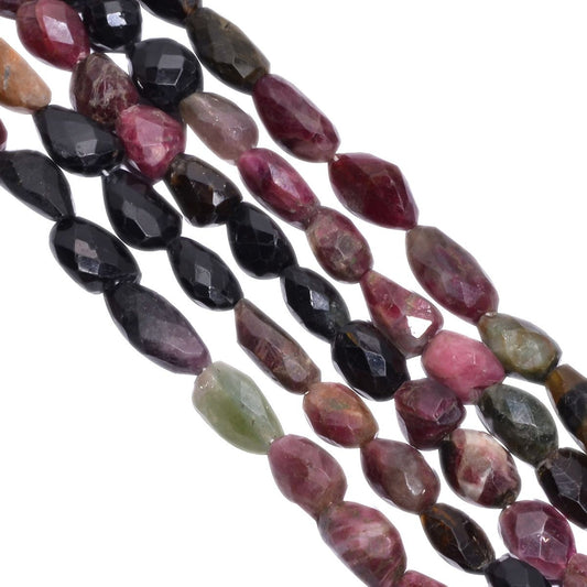 Multi Tourmaline Faceted Stone Beads in Roundel Shape, 10x9-21x14mm