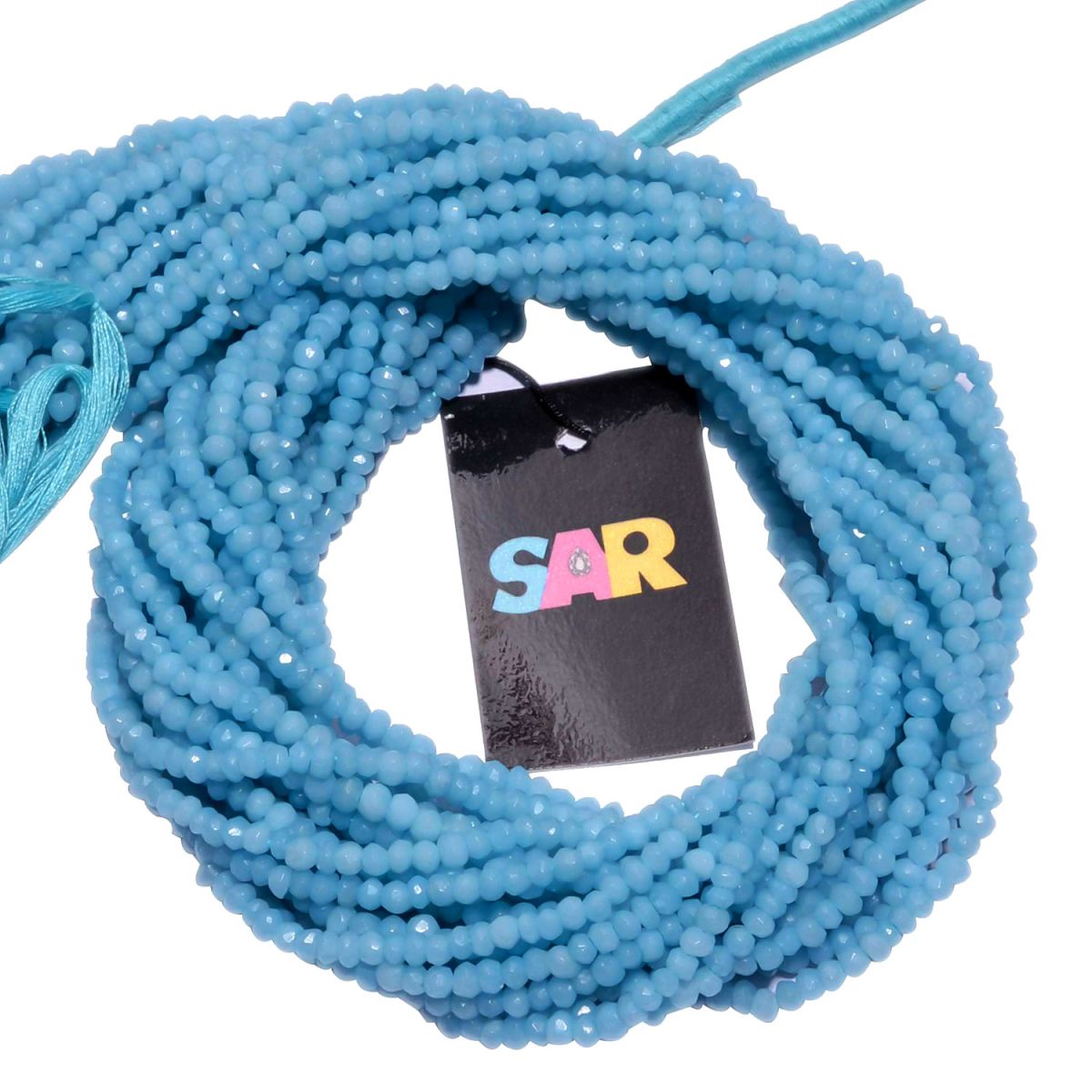 Blue Chalcedony Faceted Roundel Beads Strand (3.5mm)