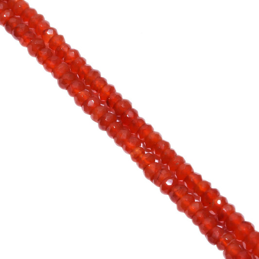 Carnelian Dark Faceted Roundel Beads with Size 4.5mm