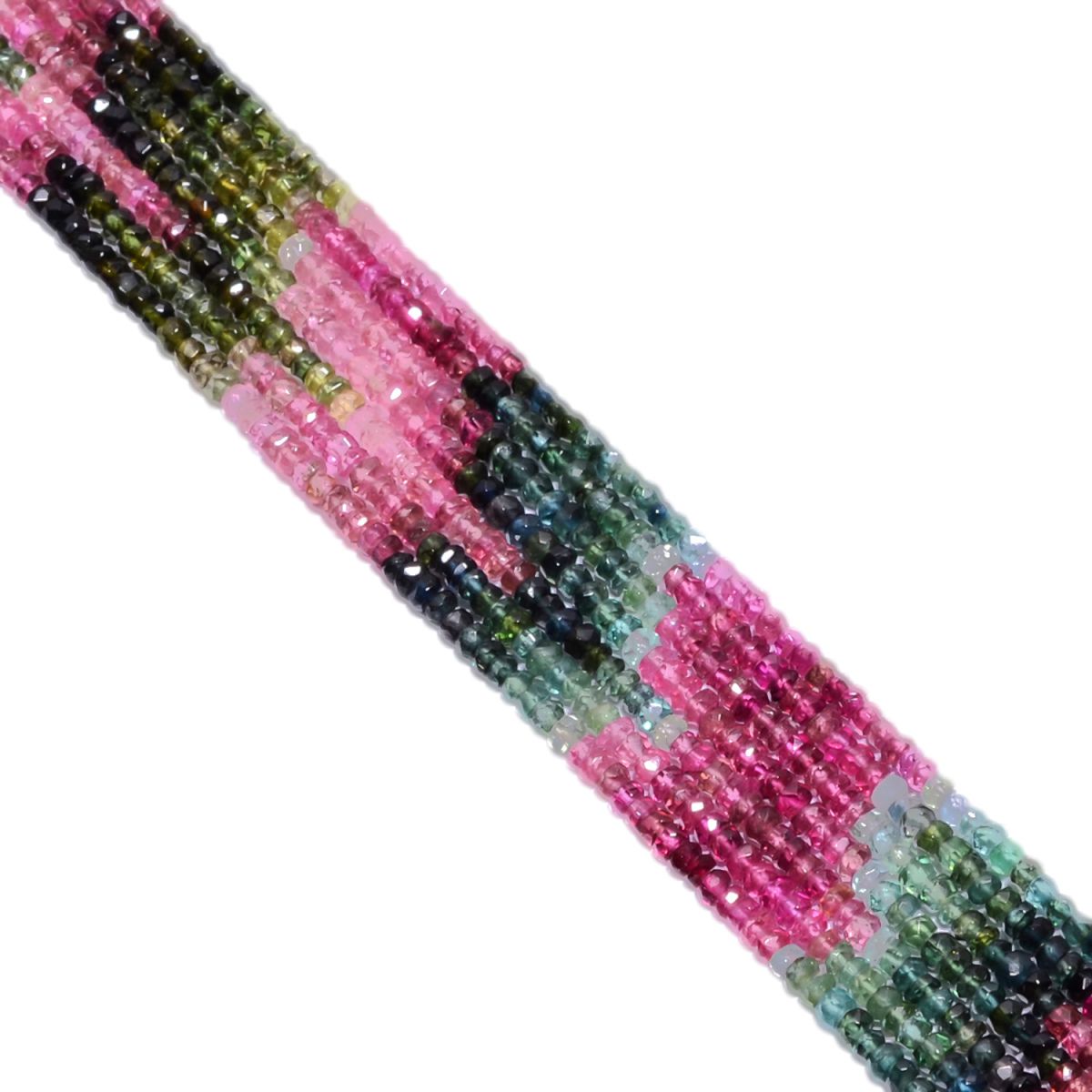 Multi Color Tourmaline Fine Faceted Beads in 3mm Size-Roundel Shape