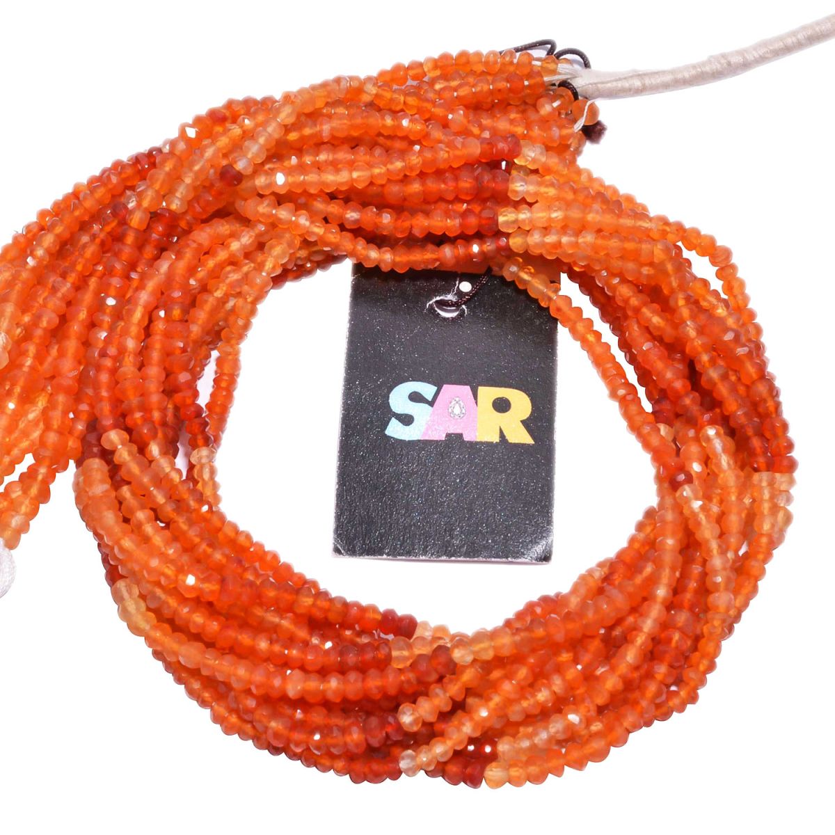 Carnelian Shaded Faceted Roundel Beads - 3-3.5mm