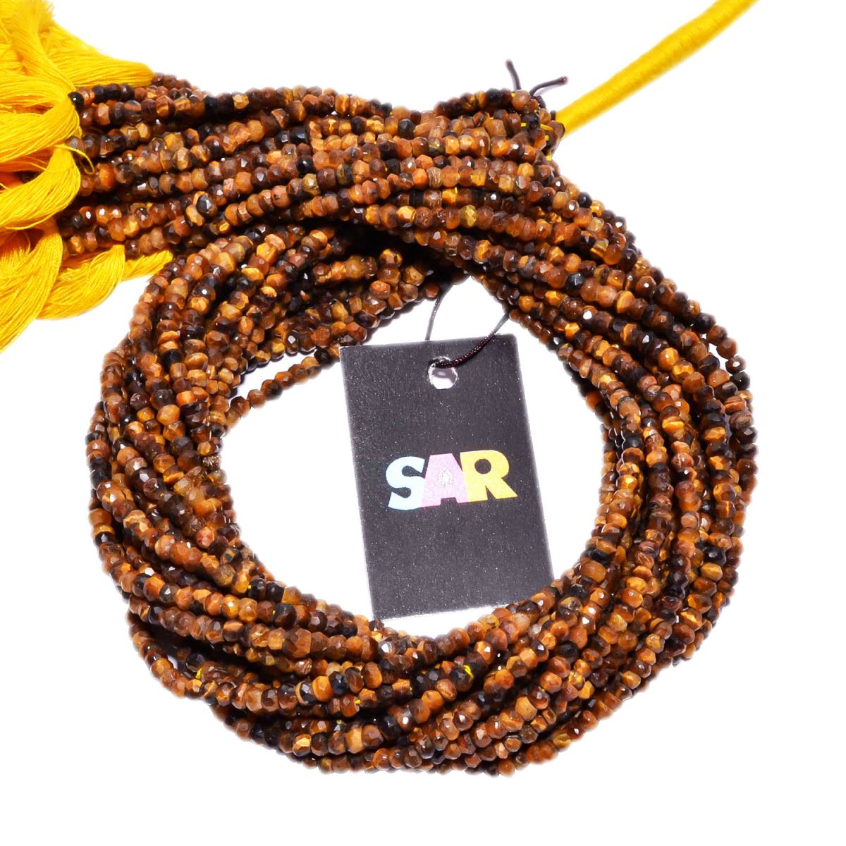 Tiger eye 3.5-4mm Faceted Roundel Beads Strand, Tiger Eye Faceted Roundel Beads, Natural Stone Beads