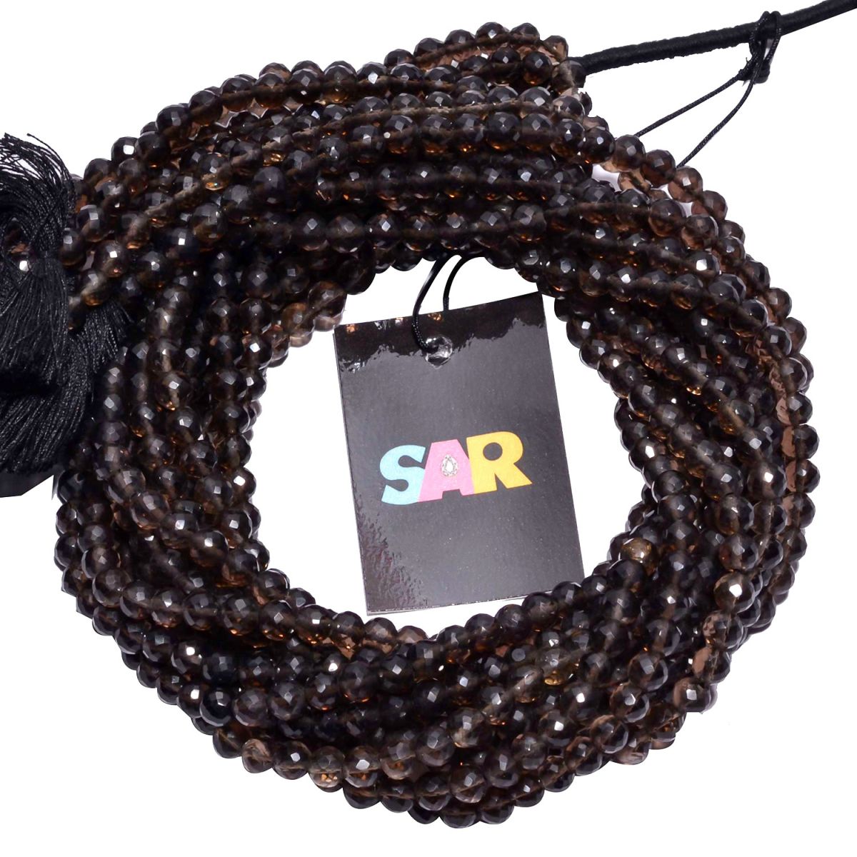 Smoky Quartz Faceted Round Beads - Smoky QTZ 5mm