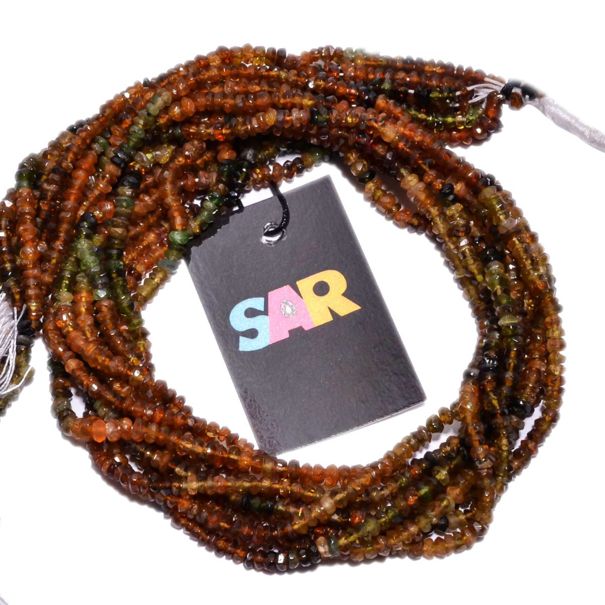 Brown Tourmaline Shaded Faceted Roundel Beads Strand - 3-3.5mm