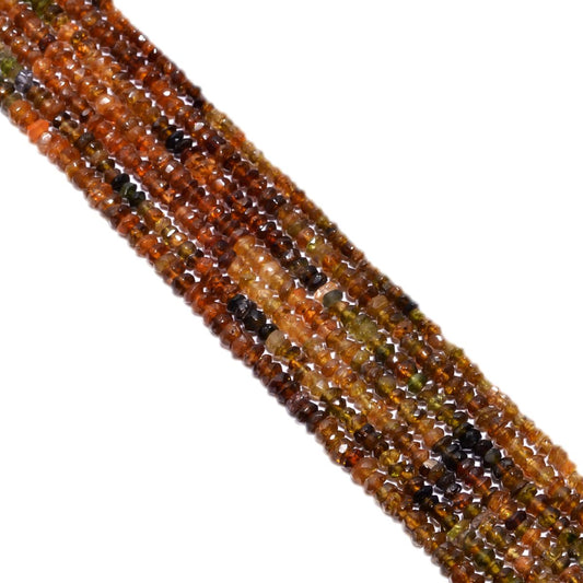 Brown Tourmaline Shaded Faceted Roundel Beads Strand - 3-3.5mm