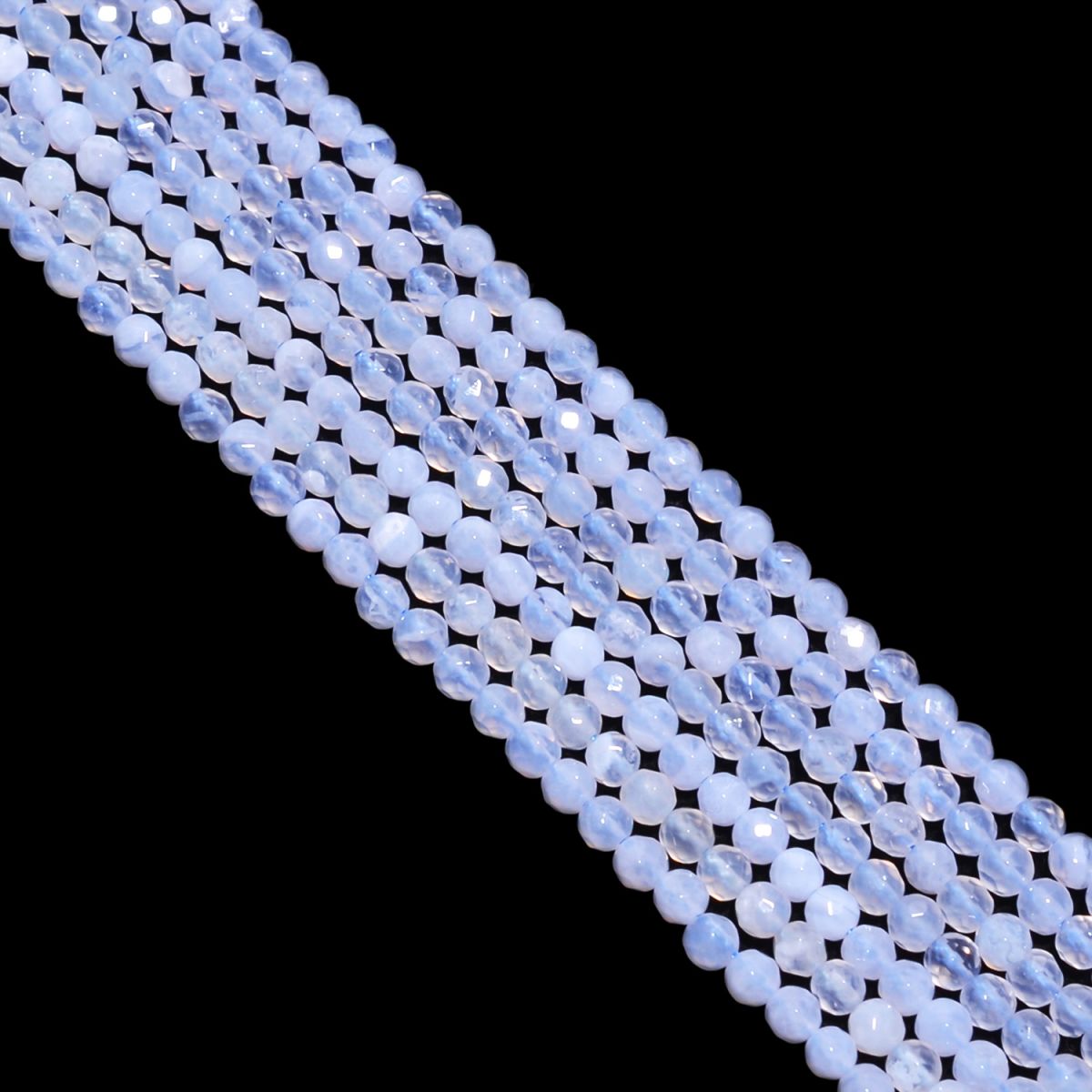 Blue Less Agate Faceted Roundel Beads in 3.2mm