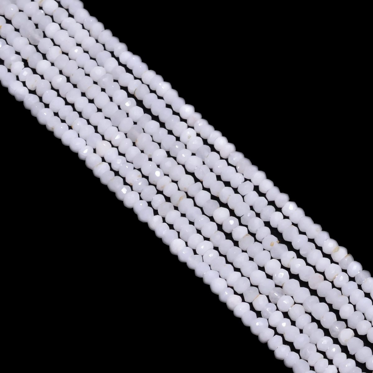 White Agate Faceted Roundel Beads in 4mm Size