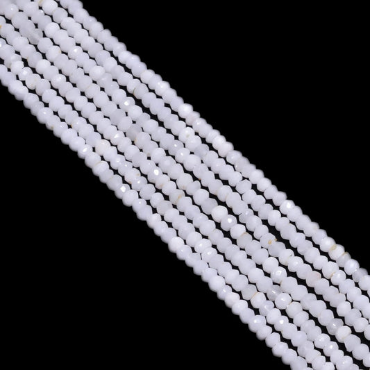 White Agate Faceted Roundel Beads in 4mm Size