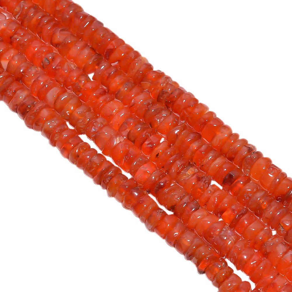 Carnelian 4.5-6.5mm Faceted Wheel Beads Strand, Orange Stone Wheel Beads, Carnelian Beads, Carnelian