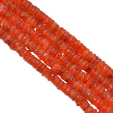 Carnelian 4.5-6.5mm Faceted Wheel Beads Strand, Orange Stone Wheel Beads, Carnelian Beads, Carnelian