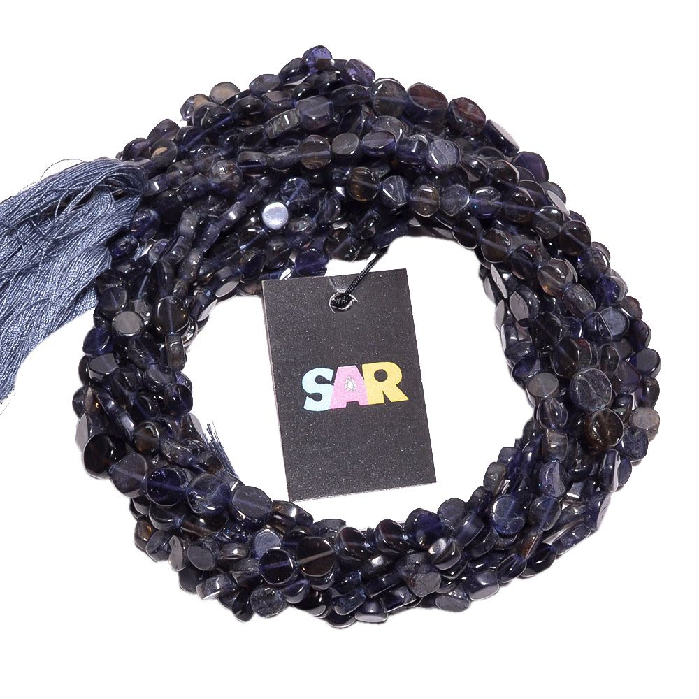 Iolite Coin Shape-5.6 mm Plain Semi Precious Stone Beads