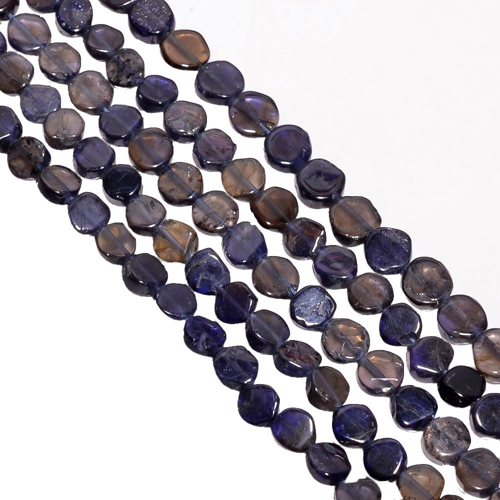 Iolite Coin Shape-5.6 mm Plain Semi Precious Stone Beads