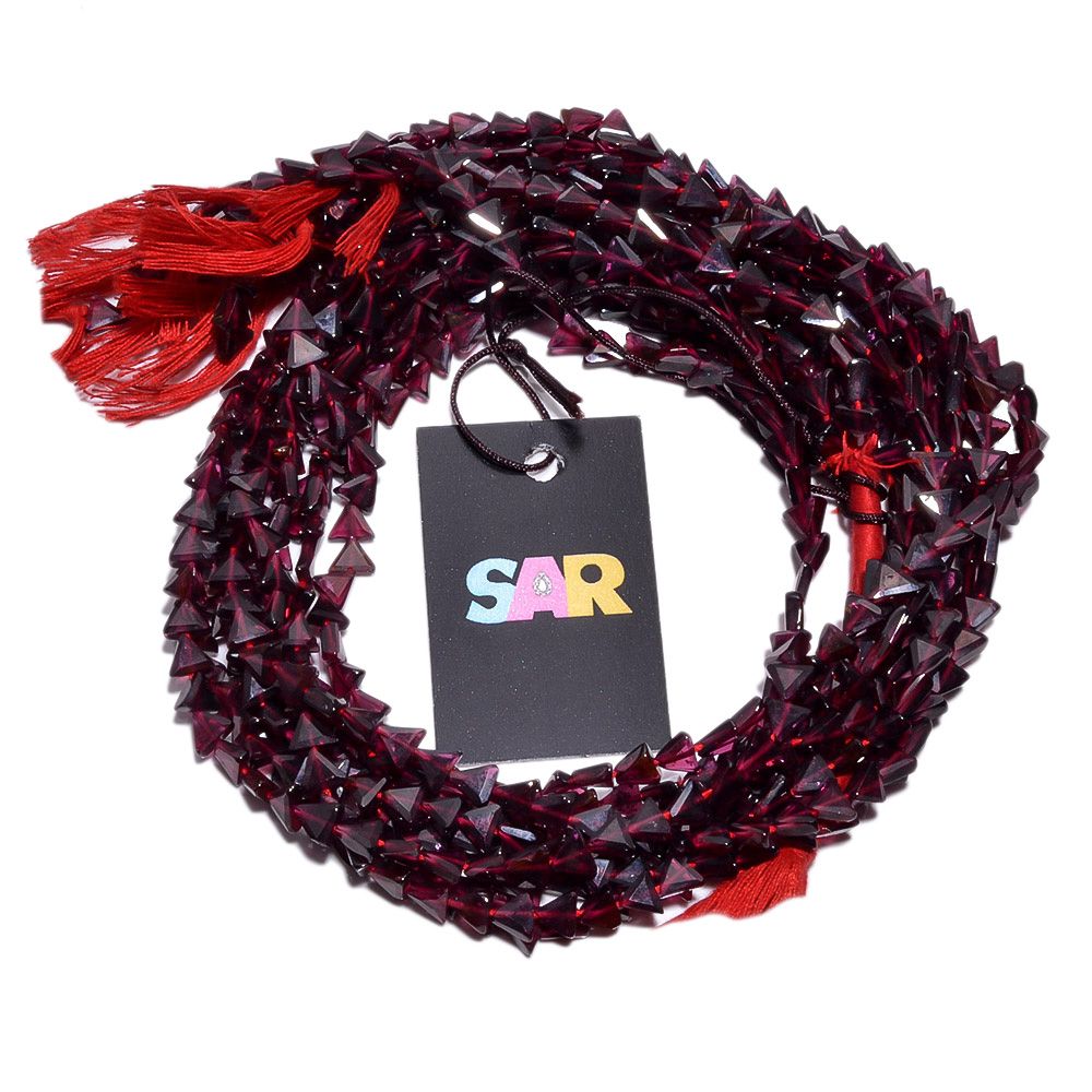 Garnet Faceted Beaded Beads in 4x4-5x5mm size and Trillion  Shape