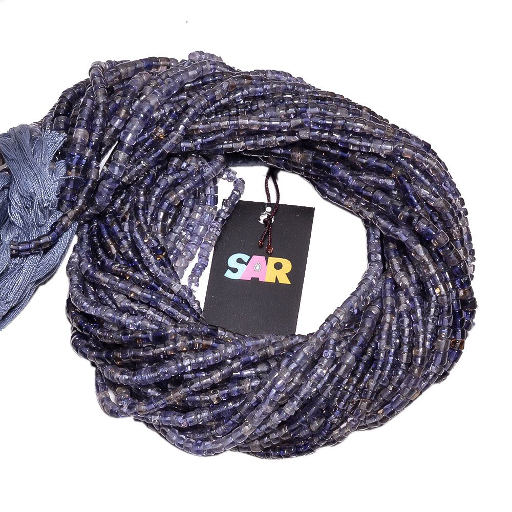 Iolite Plain  Beads Wheel Shape In 3-4 mm, Semi Precious Stone Beads