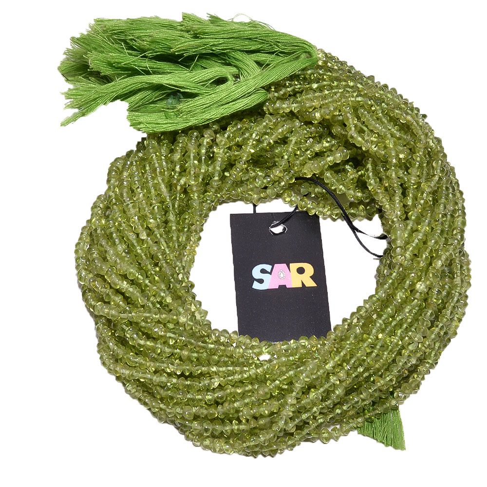 Peridot 4mm Smooth Roundel Beads Strand, Peridot Plain Roundel Beads, Peridot Beads Strand