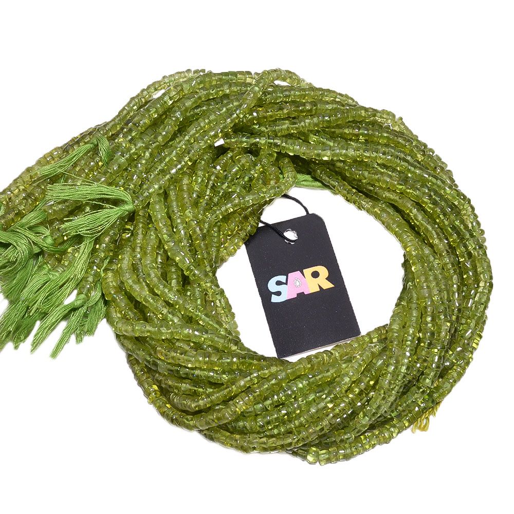 Peridot 4.5-5.5mm Smooth Wheel Beads Strand, Semi Precious Stone Beads, Peridot Smooth Wheel Beads, Peridot Plain Wheel Beds