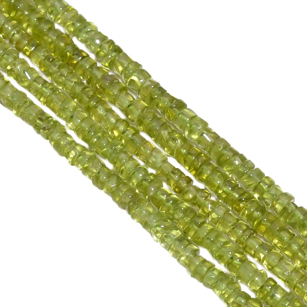 Peridot 4.5-5.5mm Smooth Wheel Beads Strand, Semi Precious Stone Beads, Peridot Smooth Wheel Beads, Peridot Plain Wheel Beds