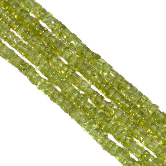 Peridot 4.5-5.5mm Smooth Wheel Beads Strand, Semi Precious Stone Beads, Peridot Smooth Wheel Beads, Peridot Plain Wheel Beds