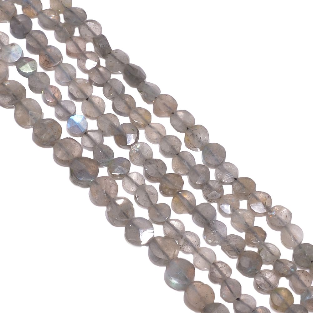 Labradorite 4.5-5.5mm Faceted Coin Beads Strand, Labradorite Faceted Coin Beads, Labradorite