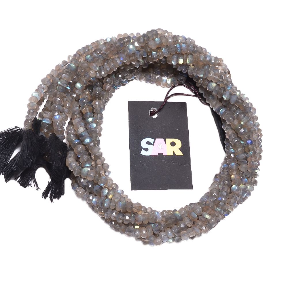 Labradorite (Hand Cut) 4-5mm Faceted Roundel beads Strand, Labradorite Faceted Roundel Beads, Labradorite Beads