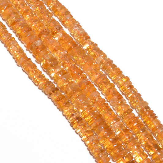 Citrine Smooth Beaded Beads Wheel Shape- 6x10 mm