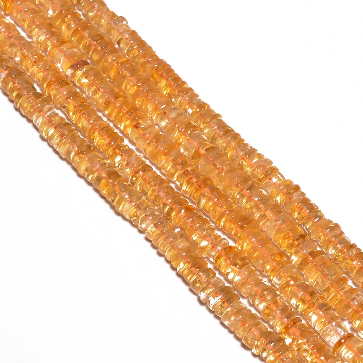 Citrine Smooth Beaded Beads Wheel Shape- 6x10 mm