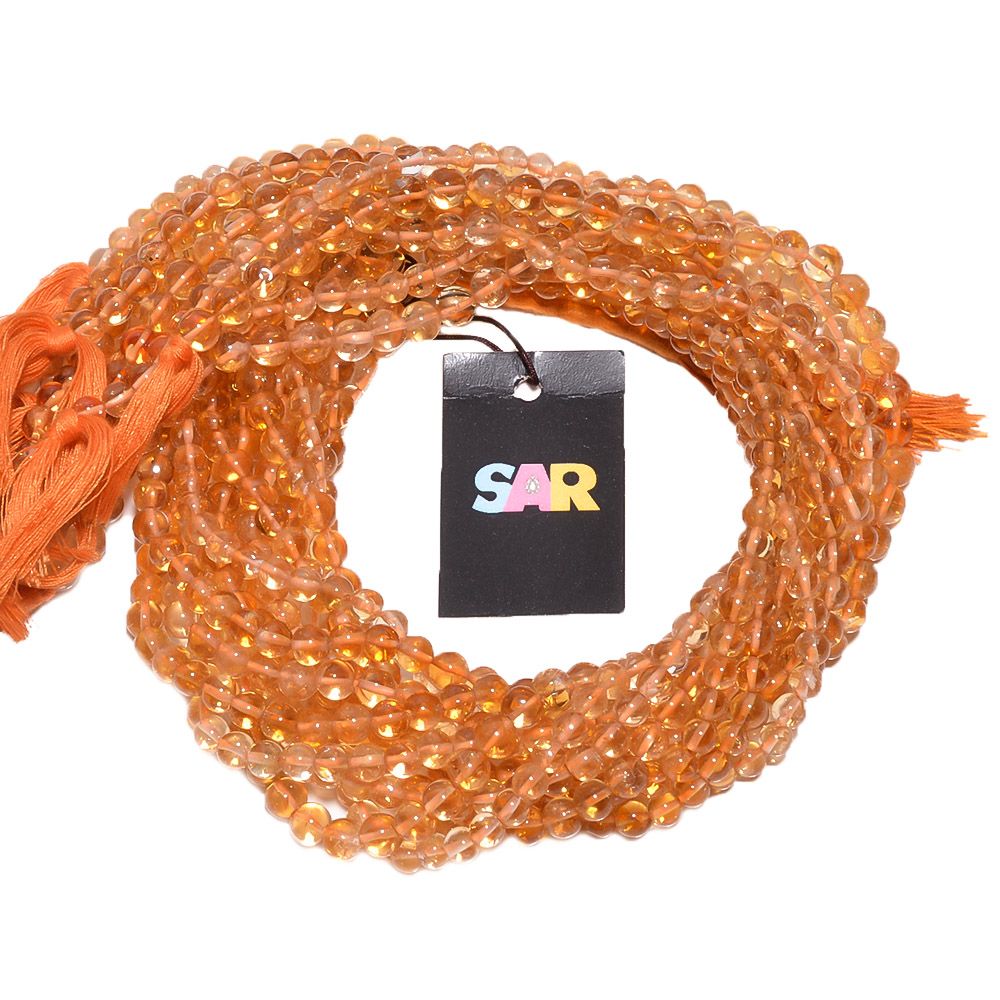 Citrine  Smooth Stone Beads-  5-7mm Round Shape