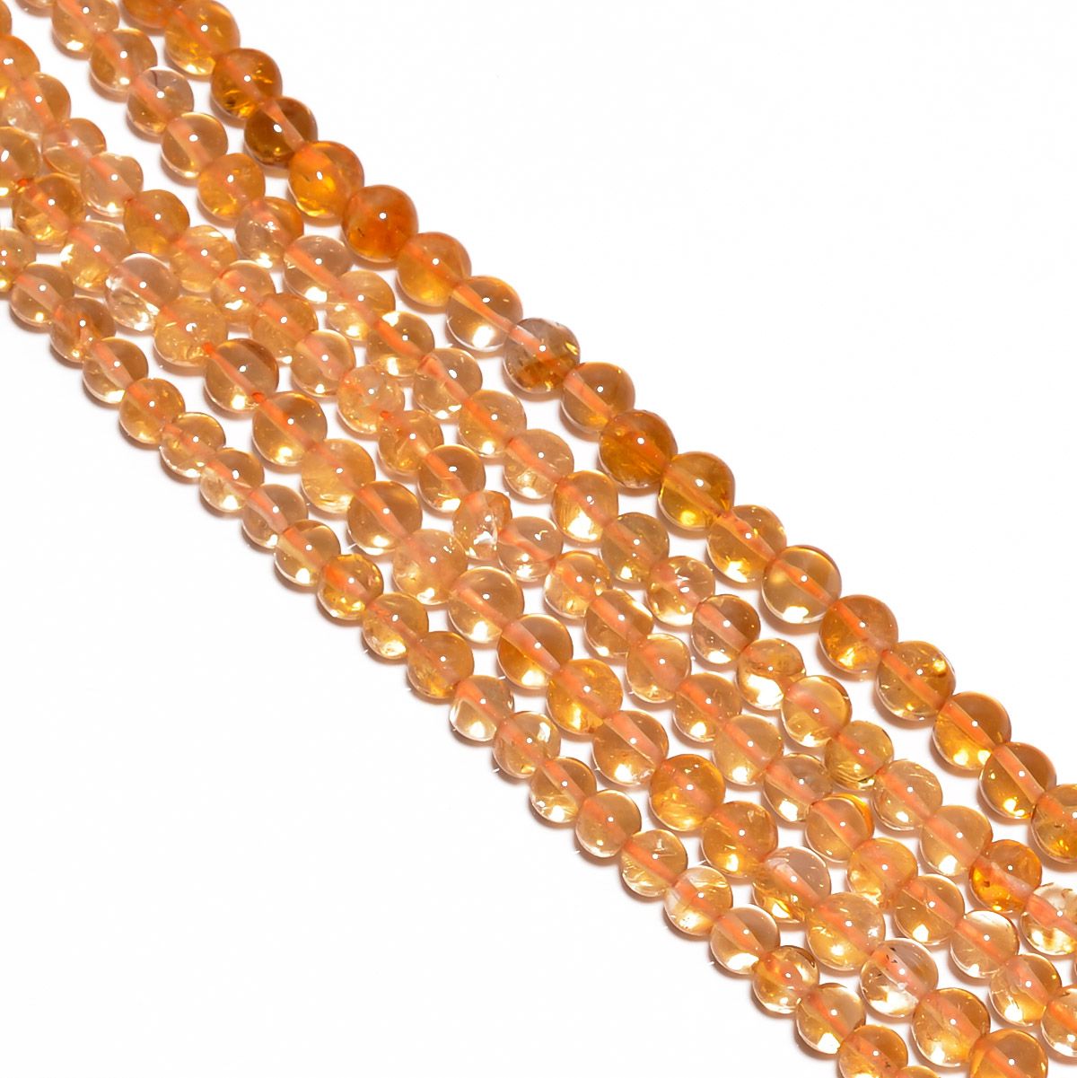 Citrine  Smooth Stone Beads-  5-7mm Round Shape