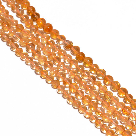 Citrine  Smooth Stone Beads-  5-7mm Round Shape