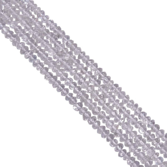 Crystal Quartz (Hand Cut) 4.5-5mm Faceted Roundel Strand, Crystal Quartz Faceted Roundel Beads, Hand Cut Crystal Quartz