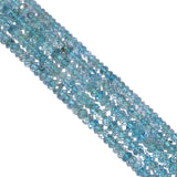 Aquamarine 4mm Fine Faceted Roundel Beads Strand, Aquamarine Faceted Roundel Beads, Aquamarine