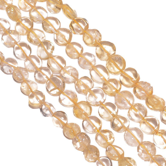 Citrine  Smooth Stone Beads 6-9 mm With Coin Shape