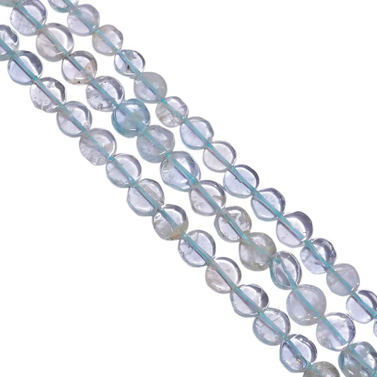 Aquamarine 5mm Smooth Coin Beads Strand, Semi Precious Stone Beads, Aquamarine Smooth Coin Beads, Aquamarine Coin