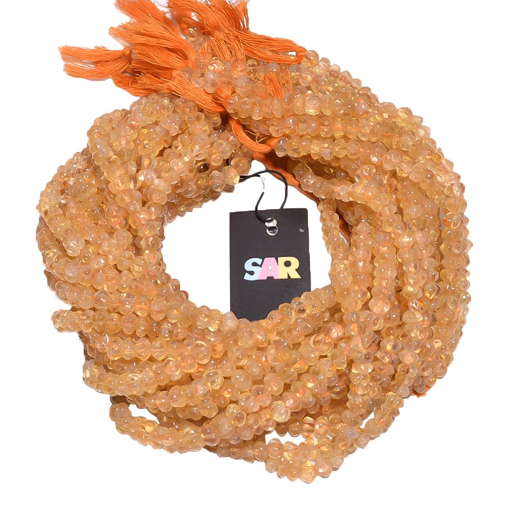 Citrine Carving Beaded Beads Melon Shape, 6-8 mm Size