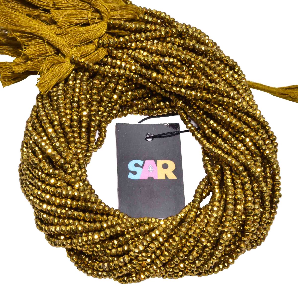 Golden Pyrite Fine Faceted Beads in 3.5-4mm Size