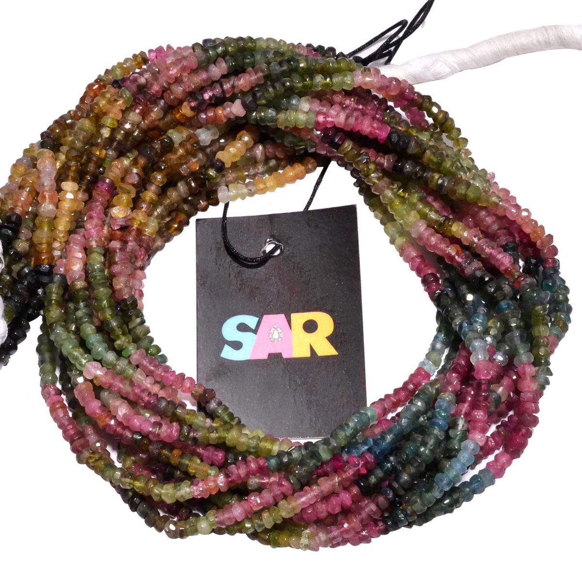 Multi Color Tourmaline Beads-B Quality in Roundel Shape (3.5-4mm)