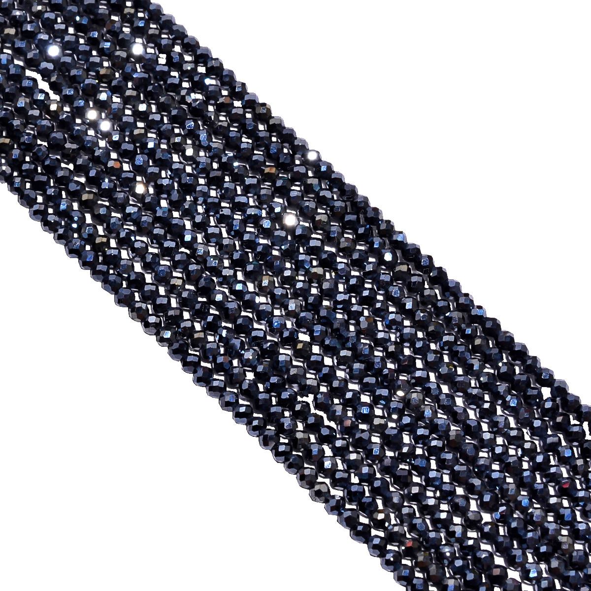 Black Spinel Micro Faceted Mystic Coated Stone Beads, 2.4mm (Round Shape)