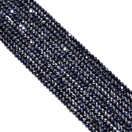 Black Spinel Micro Faceted Mystic Coated Stone Beads, 2.4mm (Round Shape)