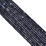 Black Spinel Micro Faceted Mystic Coated Stone Beads, 2.4mm (Round Shape)