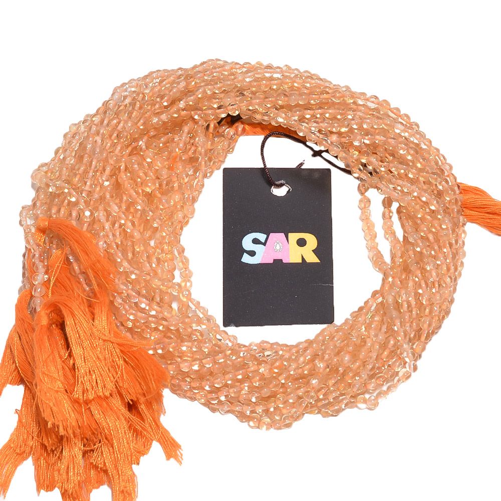 Citrine  Plain Beaded Beads In 3-4 mm Round Shape Stone