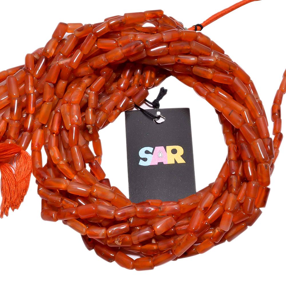 Carnelian Smooth Tube Roundel Beads Strand, Carnelian Plain Tube Beads, Carnelian Stone Beads