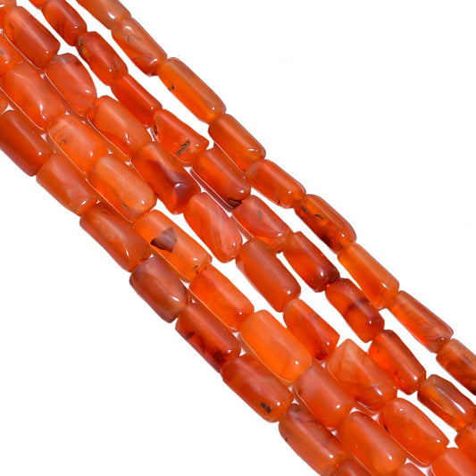 Carnelian Smooth Tube Roundel Beads Strand, Carnelian Plain Tube Beads, Carnelian Stone Beads