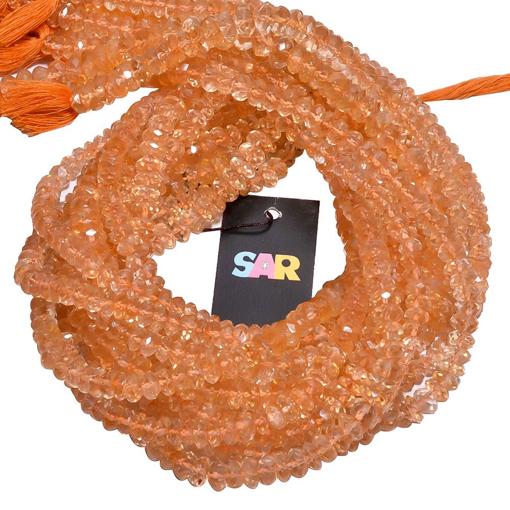 Citrine 7-8mm Faceted Roundel Beads Strand, Natural Semi Precious Stone, Natural Citrine Faceted Roundel Beads