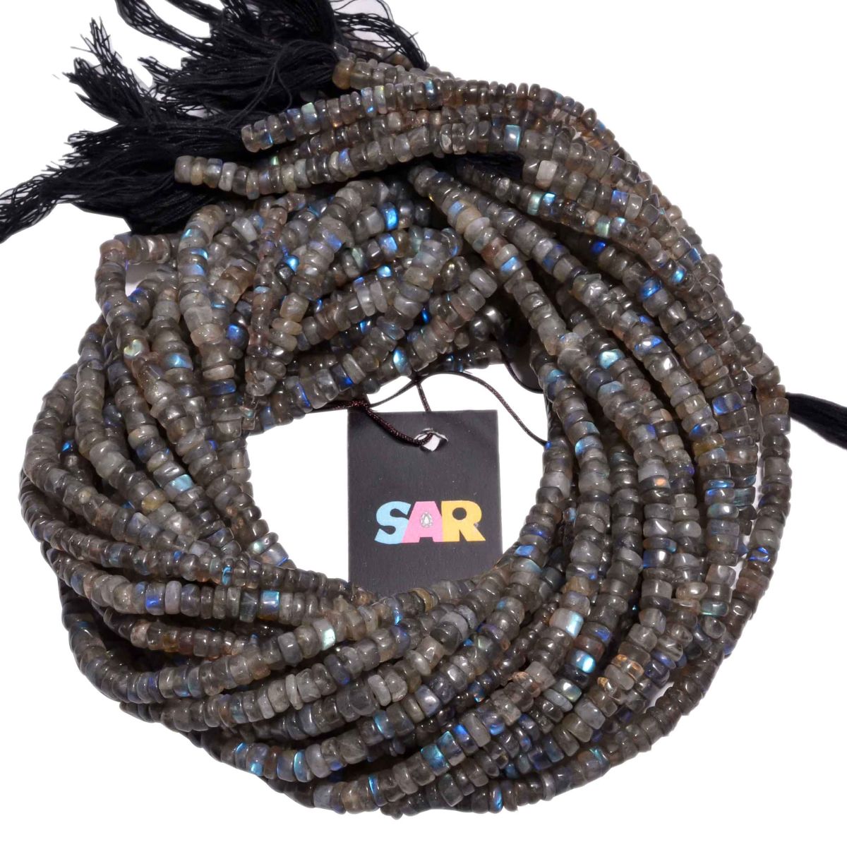 Labradorite 3-5mm Smooth Wheel Beads Strand, Labradorite Plain Wheel Beads, Labradorite Stone