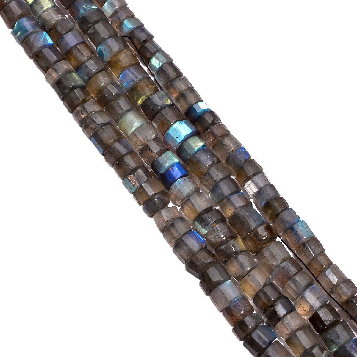 Labradorite 5-5.5mm Faceted Wheel Beads Strand, Labradorite Faceted Wheel Beads, Labradorite Stone Beads