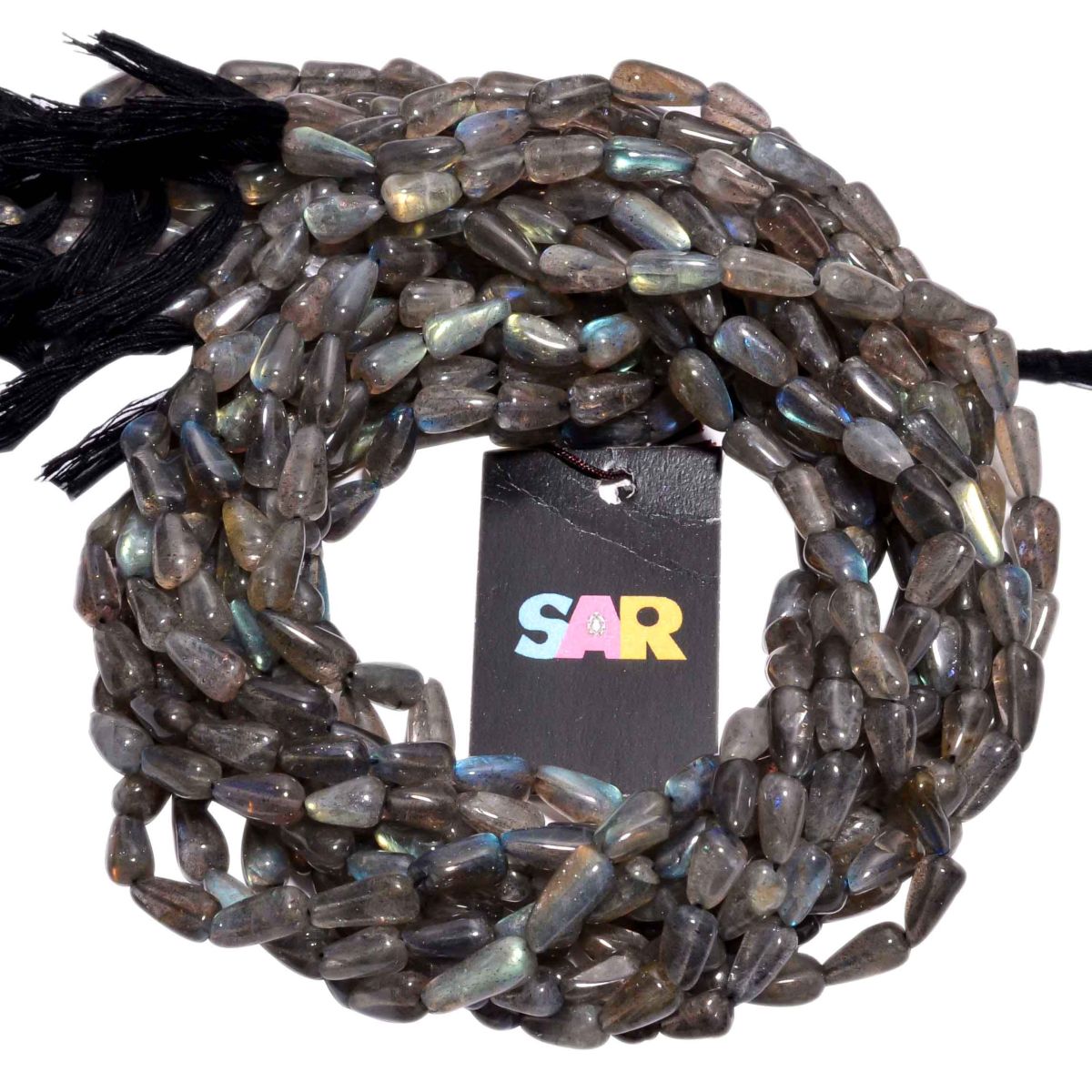 Labradorite 8x5-10x5mm Smooth Straight Drilled Drop Beads Strand, Labradorite Plain Straight Drilled Beads