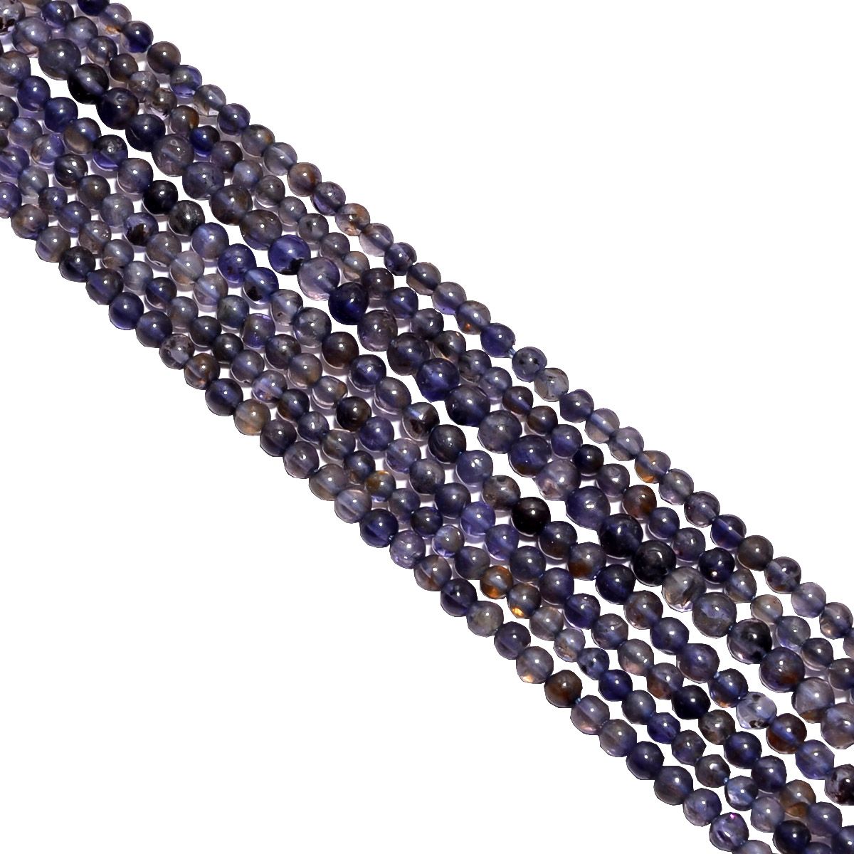 Iolite Smooth Semi Precious Stone Beads- 3-3.5mm , Round Shape