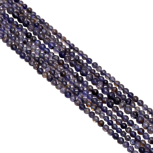 Iolite Smooth Semi Precious Stone Beads- 3-3.5mm , Round Shape