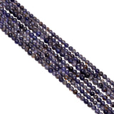 Iolite Smooth Semi Precious Stone Beads- 3-3.5mm , Round Shape